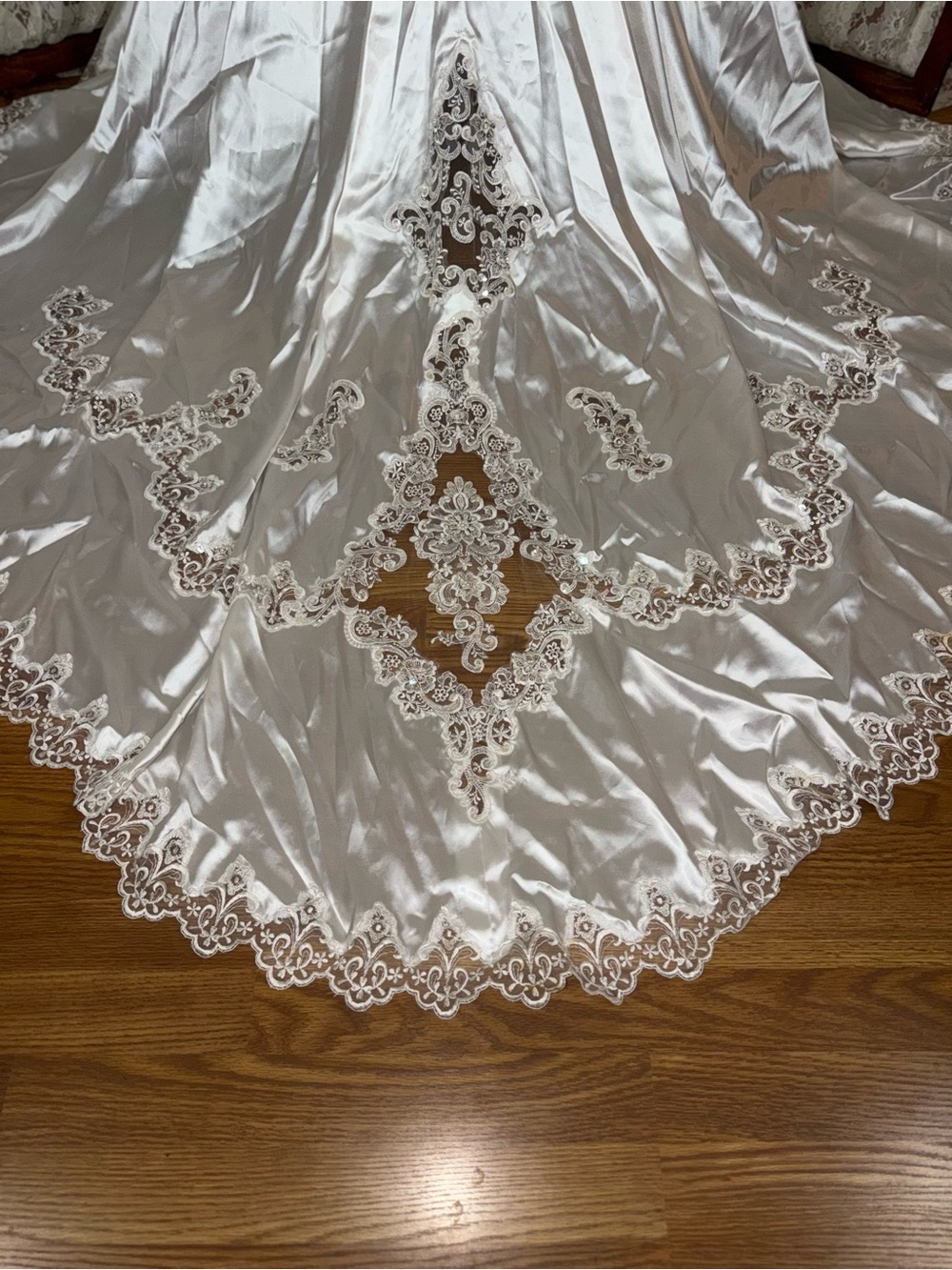 Beautiful Vintage 90s Alfred Angelo Satin Wedding Gown - Picture 5 of 7